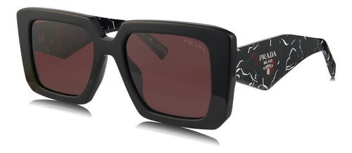 Prada Spr 23ys 1ab-06q Square Shape Black Red Prada Prada Prada Prada Prada (Usado)