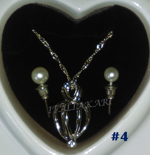 Perla Cultivada En Ostra Real+collar Doble Plata+aretes Dije