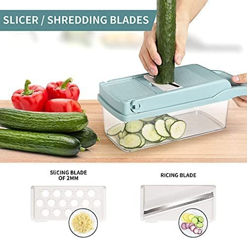 Rallador De Verduras Senbowe Azul Y Blanco.