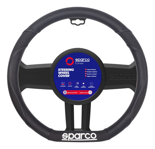 Cubre Volante Sparco Base Plana Colo Negro Cuero Sps113