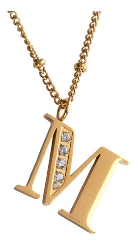 Imagen 3 de 10 de Collares Mujer Inicial Letras Baño Oro 18k Zirconias Luckyly