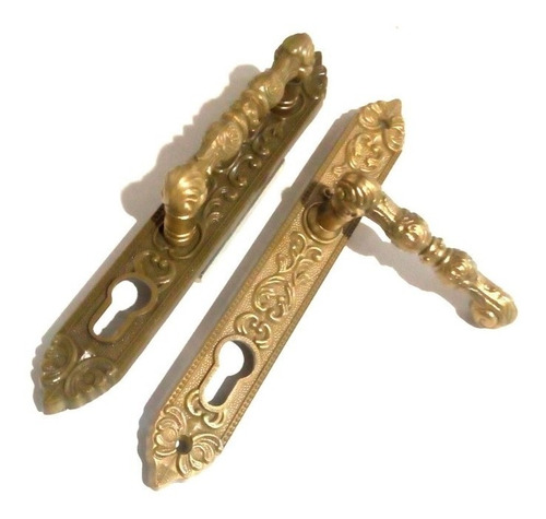 Manillas Puerta Principal Colonial Tono Bronce F/m Y M/m