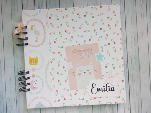 Álbum Bebé Nacimiento Personalizado Scrapbook Mod. Emilia