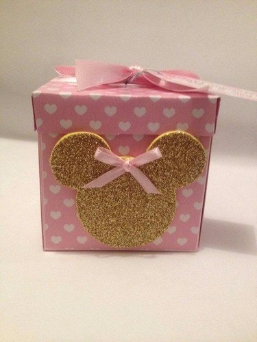 Invitacion Caja Explosiva Minnie Mouse (rosa/oro)