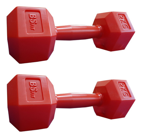 Par Mancuernas Bsfit 2 Kg Pesas Hexagonal Plástico Bicep Gym