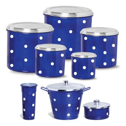Jogo De Lata E Kit Pia Alumínio Colorido Poa Colorido
