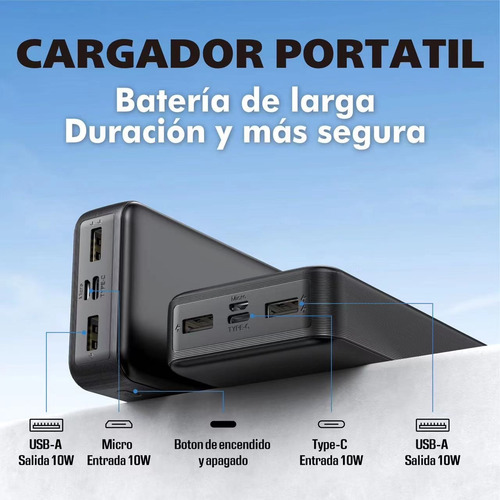 Batería Externa Power Bank 20.000mah Kbod Md-12410 Colores
