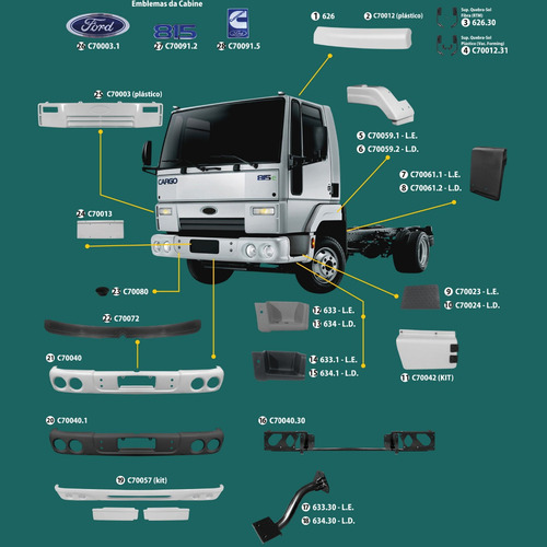 Imagen 2 de 7 de Kit Pisadera De Estribo Ld/li P/ford Cargo 815/2626 Hasta 11