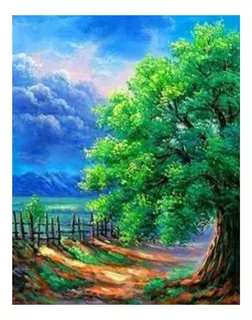 Kit De Pintura Diamantes Diamond Painting Arbol Verd 30x40cm