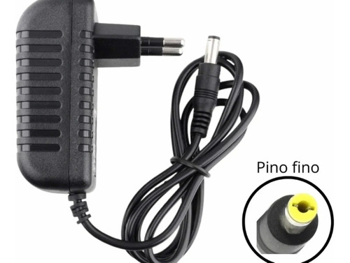 Fonte Caixa De Som 9v 2a Plug Fino Ponta Amarela Bivolt