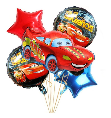 Globos Cars Mac Queens Kit X 5 Globos Cumpleaños