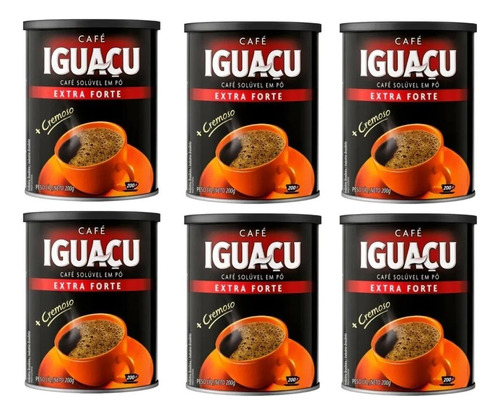 Kit 6 Café Iguaçu Extra Forte Em Pó Solúvel Cremoso - 200g