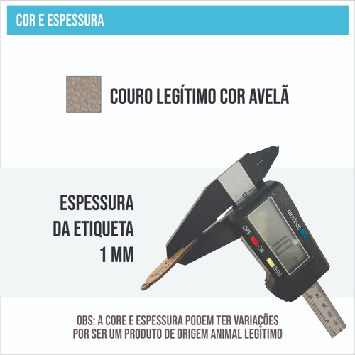 Etiquetas Tags Couro Legítimo Personalizado Cor Avelã 50un.