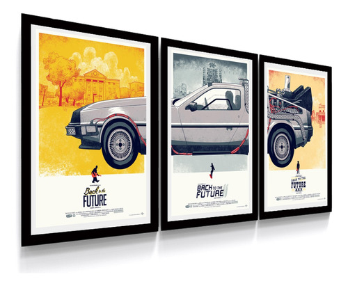 Kit 3 Poster Placa Cartaz Filme Back To The Future Delorean