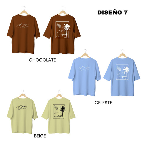Pack X5 Remera Oversize Estampada 100%algodon Premium Clotex