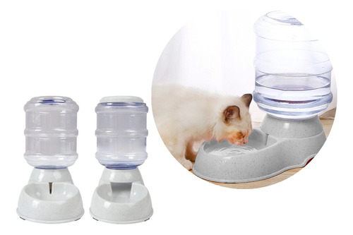 Set Comedero Bebedero Con Botella Automatico Perro Gato 3.8l