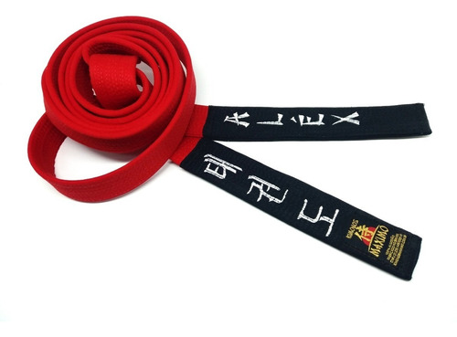 Faixa Vermelha Ponta Preta Bordada Para Taekwondo - Premium