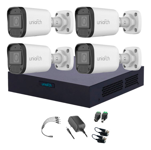 Uniarch Kit De Seguridad Kit-104f-plus-sc 4 Cámaras Análogas Alta Definición Bullet 1080p 2mp Protección Exterior Ip67 Máxima Seguridad Fácil Instalación 104f Cctv Ultraclearvue 