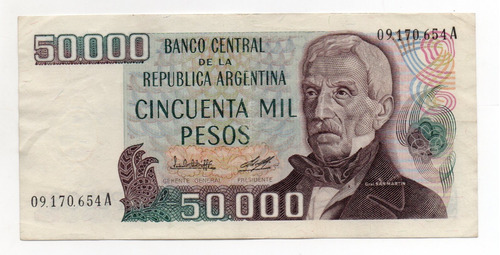 Billete Argentina 50000 Pesos Ley Bottero 2497b Ocre Ex