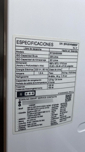 Refrigeradora Samsung Rt32k5030s8 Inoxidable 330l No Frost (Usado)