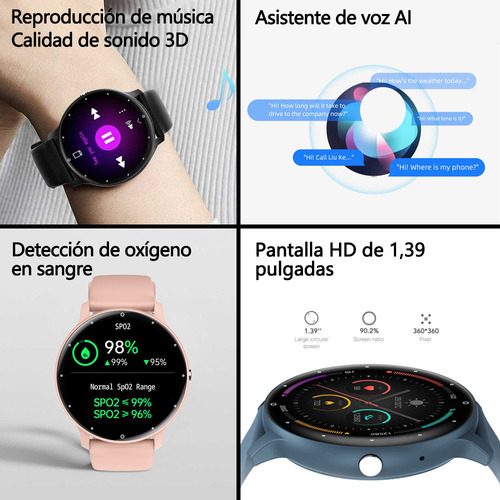Reloj Inteligente Mujere Hombre Deportivo Llamada Bluetooth