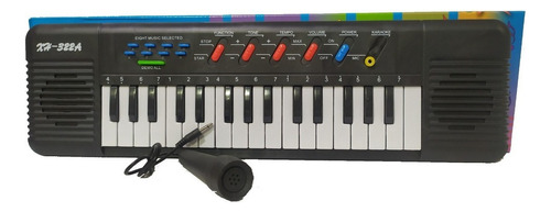 Musical Piano Teclado C Microfono 32 Teclas Ritmos La Plata Color Negro