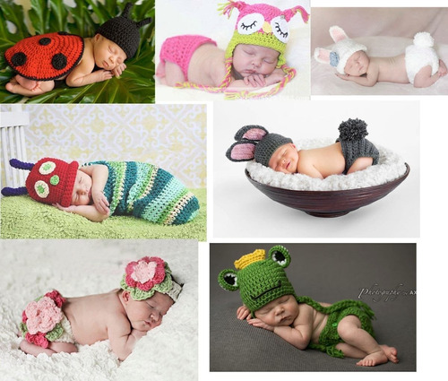 Imagem 1 de 5 de Conjutno Newborn Em Croche Acessorios Fotografia Bebe Touca