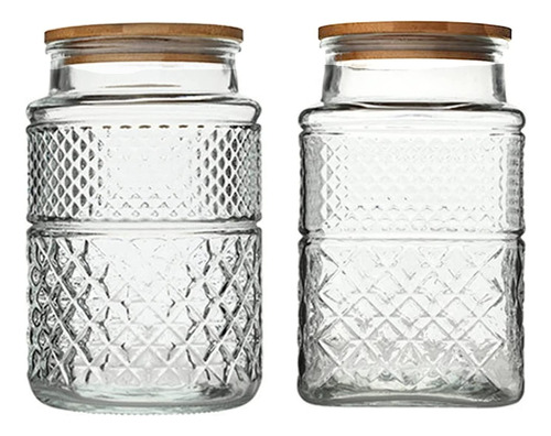 Large Glass Storage Jar, 2 Pack 60 Fl Oz Glass Food Stora...