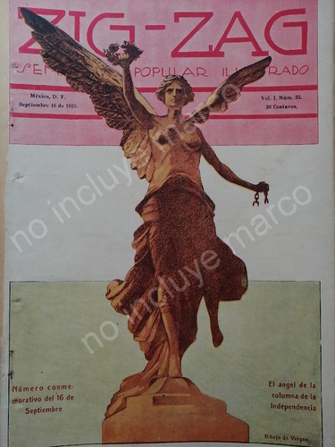 Portada Antigua 1920 Angel Independencia Dib. Antonio Vargas