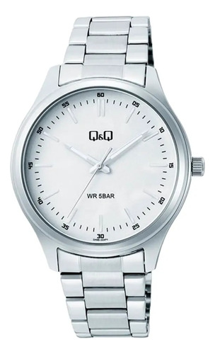 Reloj Q&q Malla Acero Inox Fondo Blanco Q49b004py Febo