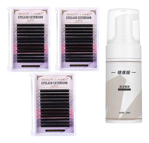 3 Piezas 3d 0.07d 12,13 Y 14mm Pestañas Postizas Y Extensiones De Pestañas Lash Espuma Shampoo Limpiadora Blister Pestañas Yooty 3d Tipo Y False Eyelashes & Extensions Y Extensiones De Pestañas