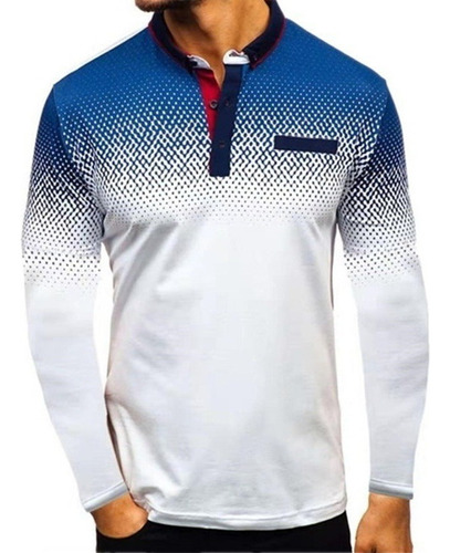 Camiseta Polo Hombre Verano Estampado 3d Con Solapa