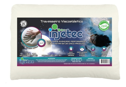 Travesseiro Viscoelástico  Antiácaros Tam Medio 40x60x13cm