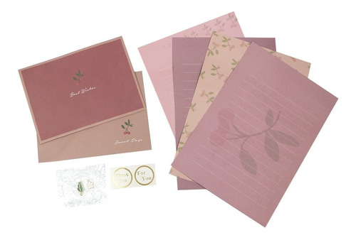 Kit 4 Papéis De Carta & 2 Envelopes Flor