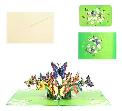 Tarjeta De Felicitación 3d Con Coloridas Mariposas Voladoras