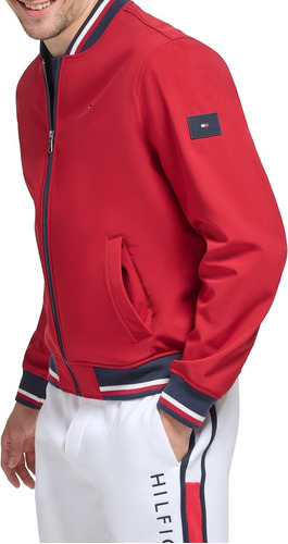 Tommy Chaqueta Bomber Ligera Varsity De Punto Acanalado Para Hombr