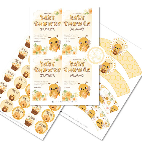 Kit Imprimible Abejitas Textos Editables Cumple Baby Shower!