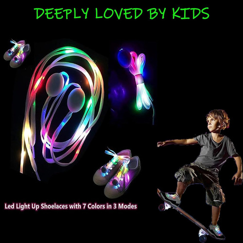 Cordones Blanco Luminosos Con Luz Led Para Fiestas 3 Modos