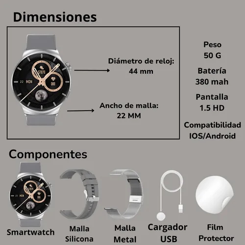 Reloj Inteligente Hombre Gps Redondo Llamadas Deportivo