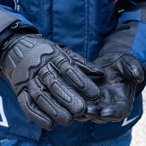 Guantes Moto Ls2 Rust Cuero Retro Cortos Con Protecciones