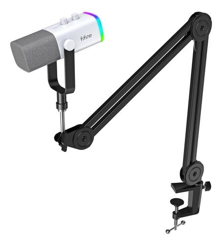 Fifine Microfono Para Juego Xlr Usb Soporte Brazo Rgb Pc