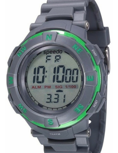 Relógio Masculino Speedo Grande Cinza Borracha Cronômetro