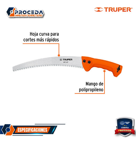 Serrucho De Poda 12 Hoja Curva 6 Dpp Mango Plástico, 101389