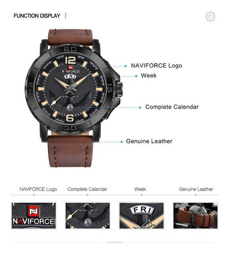 Naviforce Nf9122 Cuero Estilo Moderno Producto De Calidad Color de la malla Negro Color del fondo Rojo