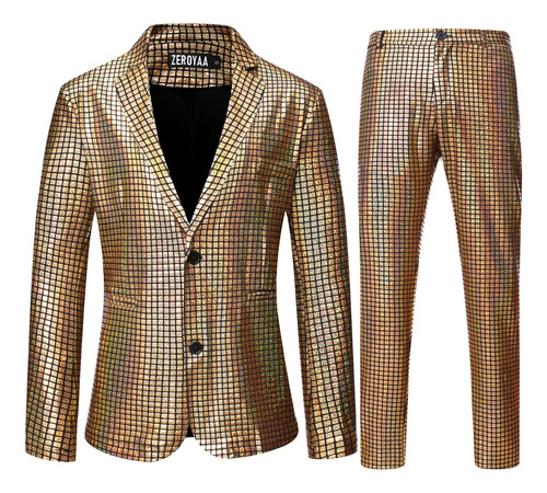 Men's 70s Disco Suits Metallic Shiny Sequin Outfits Blazer