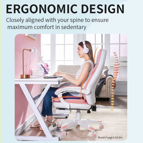Silla Gamer Reclinable Reposapies Pielsint Color Rosa Dowinx