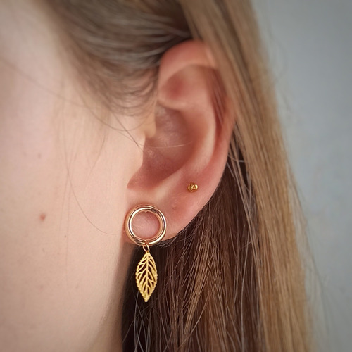 Imagen 2 de 4 de Aretes Para Mujer Largos Hojita
