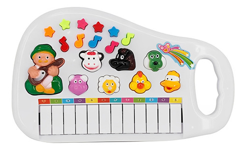 Piano Musical Com Luz Teclado Infantil Brinquedo Pedagógico Cor Branco