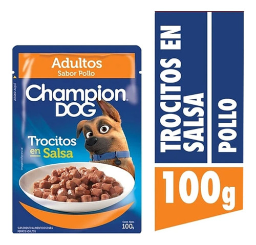 Champion Dog Adulto Pollo Trocitos En Salsa 100gr