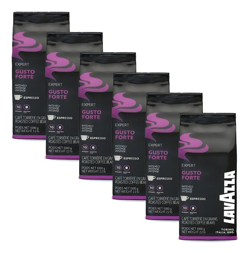 Caja De 6 Cafe Lavazza Expert Gusto Forte Grano Entero 1kg